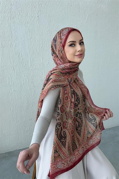 Brick & Burgundy Authentic Indian Silk Shawl