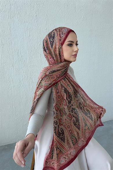 Brick & Burgundy Authentic Indian Silk Shawl