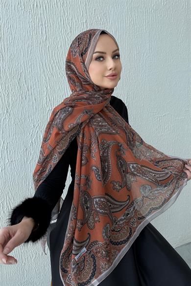 Kiremit Şehrazat Bohem Modal İpek Şal