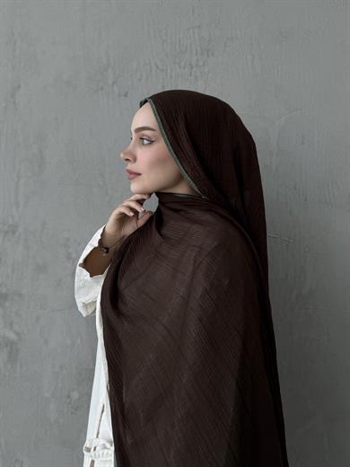 Koyu Kahverengi Müslin Biyeli Şal 
