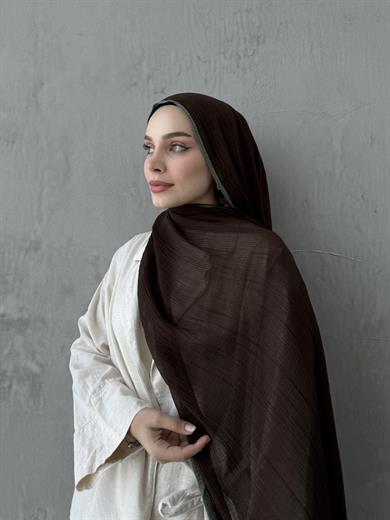 Koyu Kahverengi Müslin Biyeli Şal 