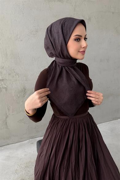 Koyu Kahverengi Neva Bohem Modal İpek Eşarp