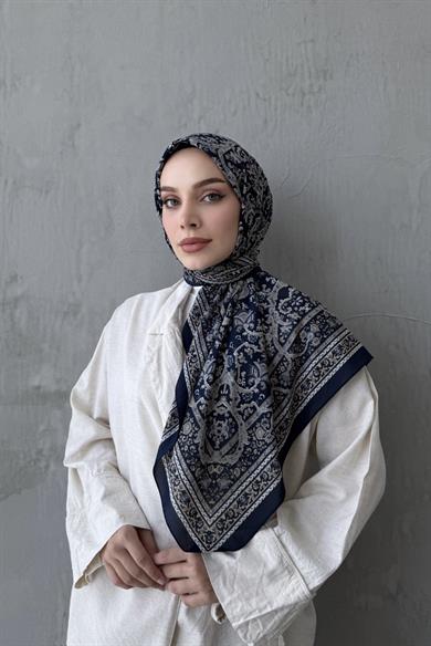 Dark Navy Bohemian Modal Silk Scarf