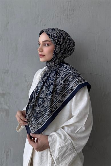 Dark Navy Bohemian Modal Silk Scarf