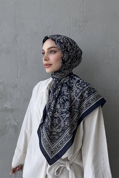 Dark Navy Bohemian Modal Silk Scarf