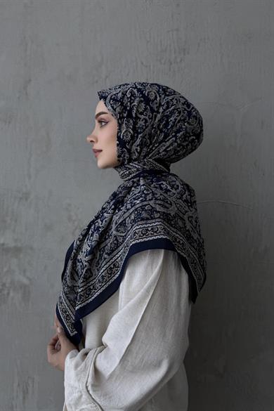 Dark Navy Bohemian Modal Silk Scarf