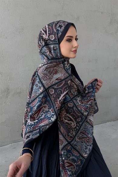 Koyu Lacivert Maveran Bohem Modal İpek Şal
