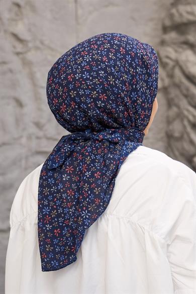 Koyu Lacivert Yonca Naturel Eşarp
