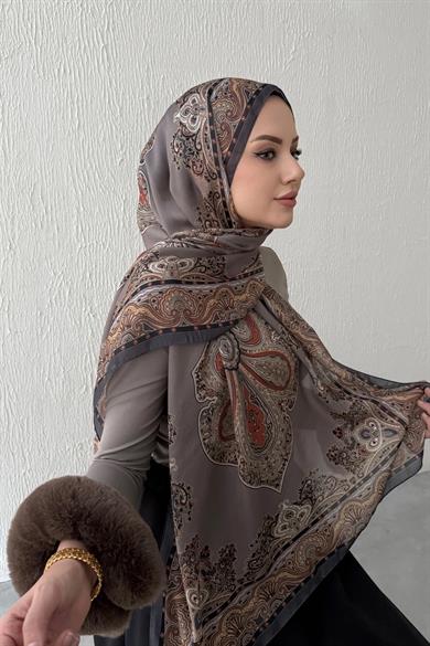 Dark Mink Huma Authentic Indian Silk Shawl