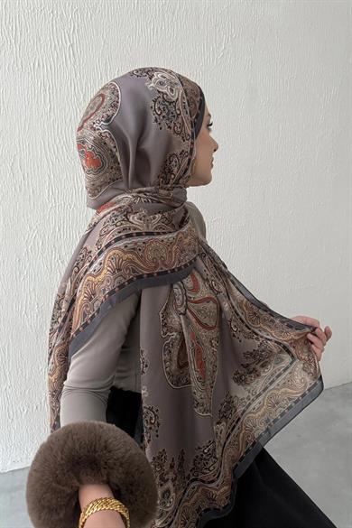 Dark Mink Huma Authentic Indian Silk Shawl