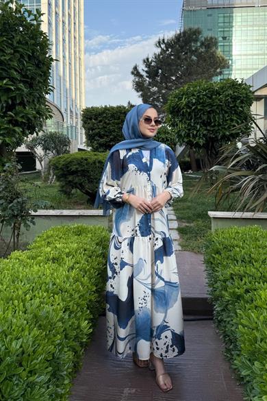 Kumru Viskon Elbise Lacivert