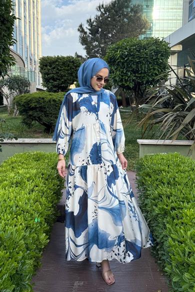 Kumru Viskon Elbise Lacivert