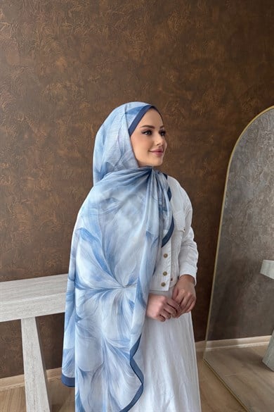 Lacivert Babil İpeği İthal Şal 