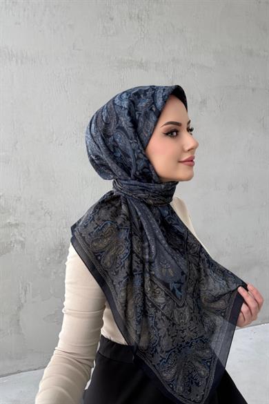 Lacivert Beliz Bohem Modal İpek Şaleşarp