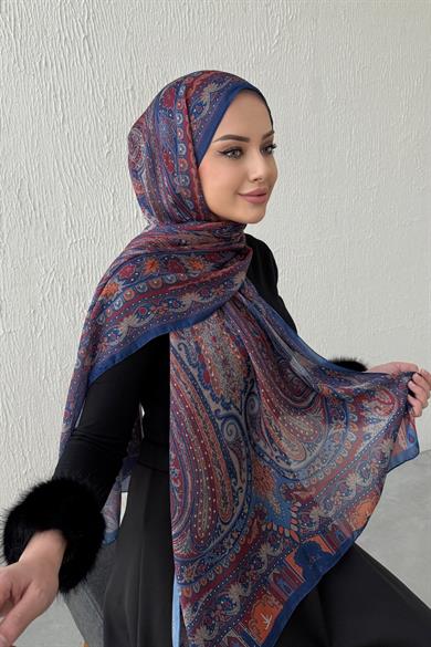 Navy Blue Berfin Authentic Indian Silk Shawl