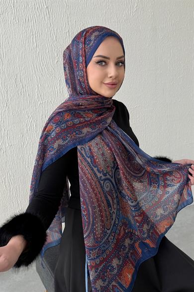 Navy Blue Berfin Authentic Indian Silk Shawl