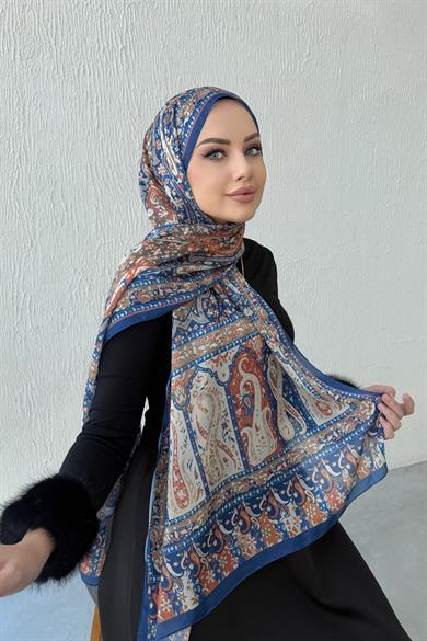 Navy Blue Bergüzar Authentic Indian Silk Shawl