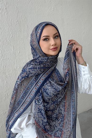 Navy Blue Bohemian Modal Silk Shawl