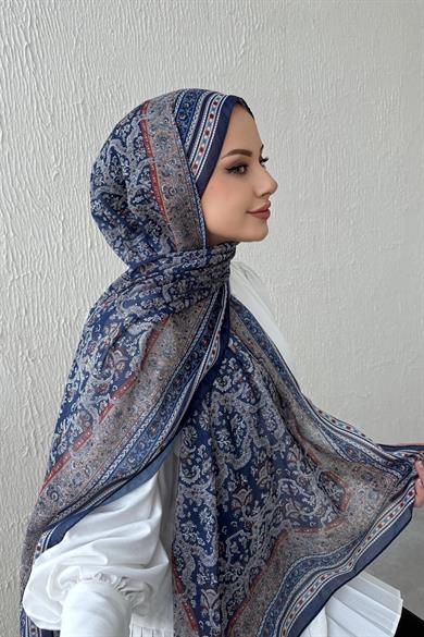 Navy Blue Bohemian Modal Silk Shawl