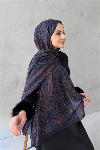 Lacivert Elvan Modal İpek Şal
