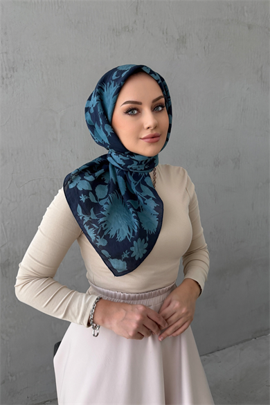 Navy Blue September Modal Silk Scarf