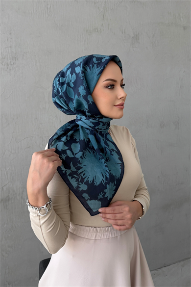 Navy Blue September Modal Silk Scarf