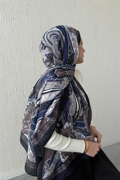 Lacivert & Kahverengi Etro Soft Şal