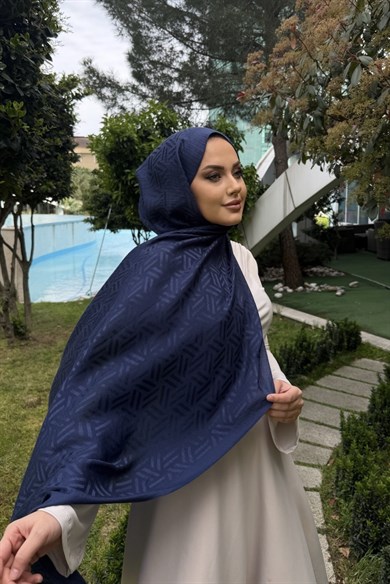 Lacivert Kibrit Desen Naia Şal 