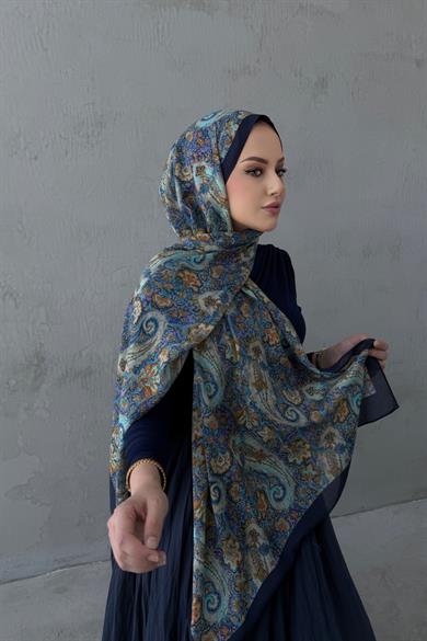Lacivert Laventa Koza %100 Pamuk Şal