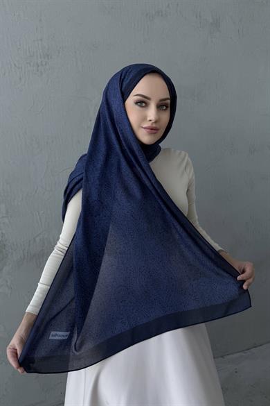 Lacivert Leena Koza %100 Pamuk Şal
