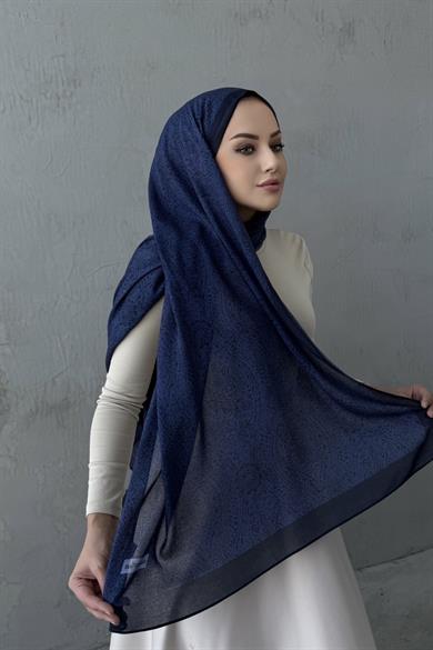 Lacivert Leena Koza %100 Pamuk Şal