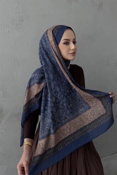 Lacivert Maaren Koza %100 Pamuk Şal 