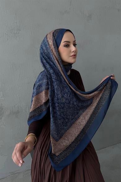 Lacivert Maaren Koza %100 Pamuk Şal 