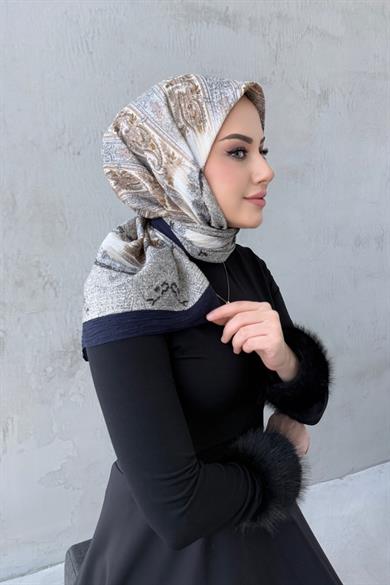 Navy Blue Meftun Natural Scarf