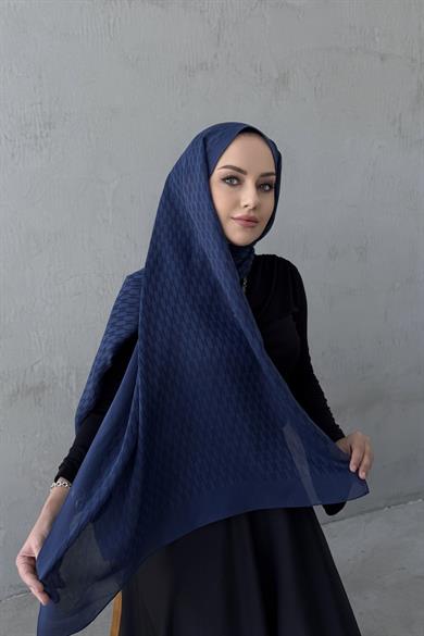 Navy Blue Melinna Cotton Cashmere Shawl