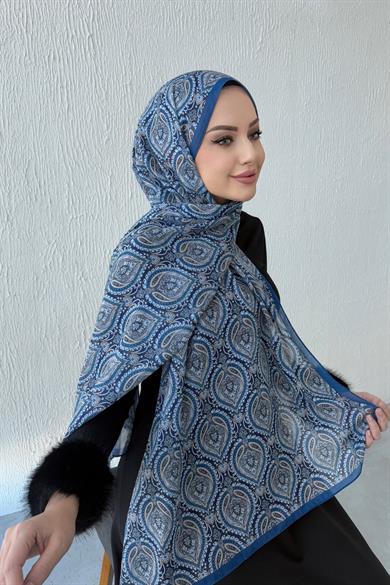 Navy Blue Nazende Bohemian Modal Silk Shawl