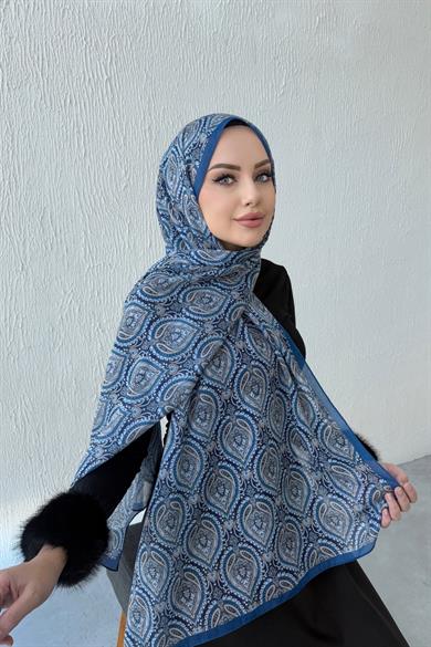 Navy Blue Nazende Bohemian Modal Silk Shawl