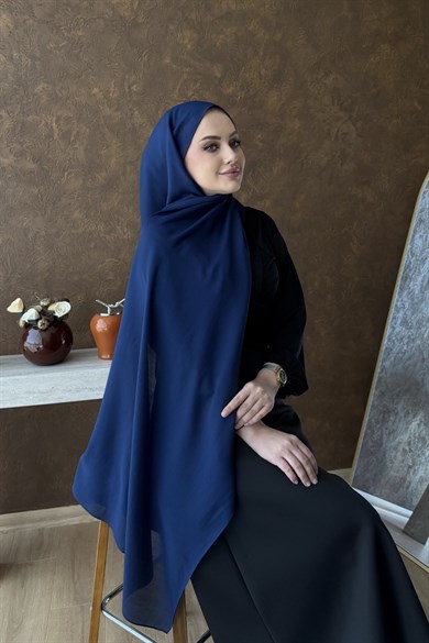 Lacivert Paris İpeği Şal 