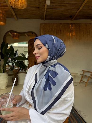 Lacivert Rahven Modal İpek Eşarp