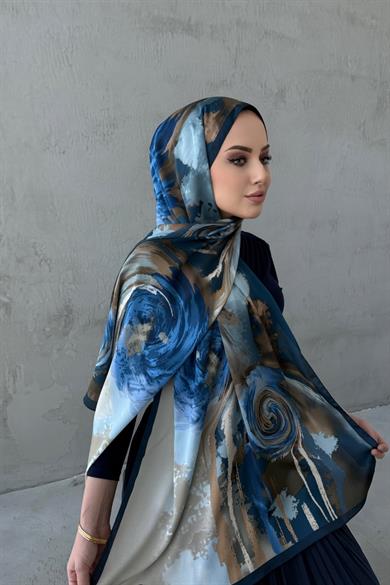 Navy Blue Sahara Sand Silk Shawl