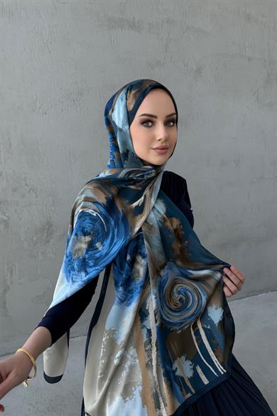 Navy Blue Sahara Sand Silk Shawl