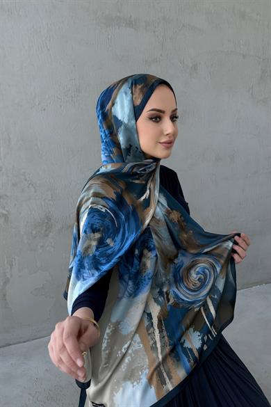 Navy Blue Sahara Sand Silk Shawl