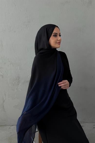 Lacivert Siyah Degrade İthal Müslin Şal 