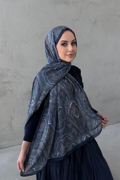 Lacivert Sufra Modal İpek Şal