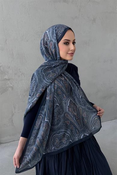 Lacivert Sufra Modal İpek Şal