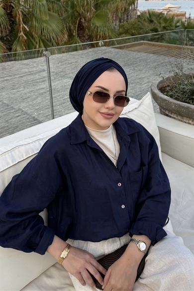 Navy Blue Design Bonnet