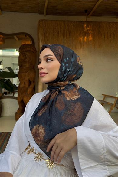 Lacivert Tencel Eşarp