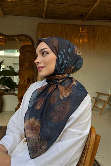 Lacivert Tencel Eşarp