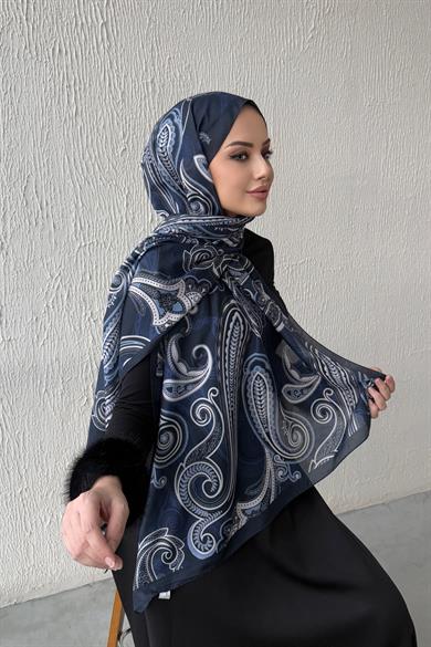 Lacivert Zerda Modal İpek Şal