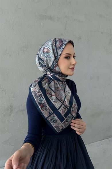 Lacivert&Bordo Aydilge Bohem Modal İpek Eşarp